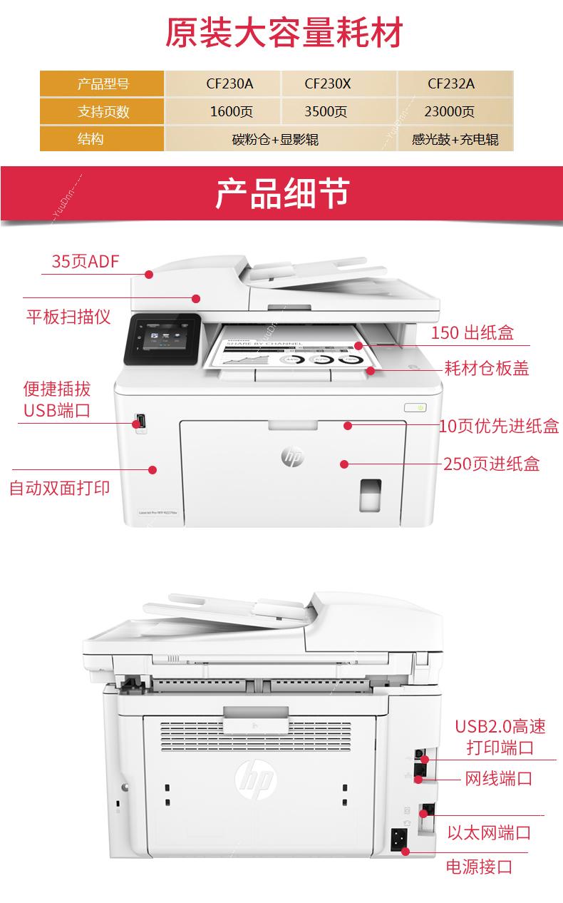 惠普 HP M227D/M227SDN/M227FDN/M227FDW A4黑白激光打印机