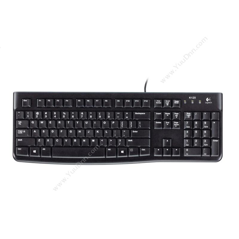 罗技 LogiK120有线USB静音防水黑色键盘鼠标