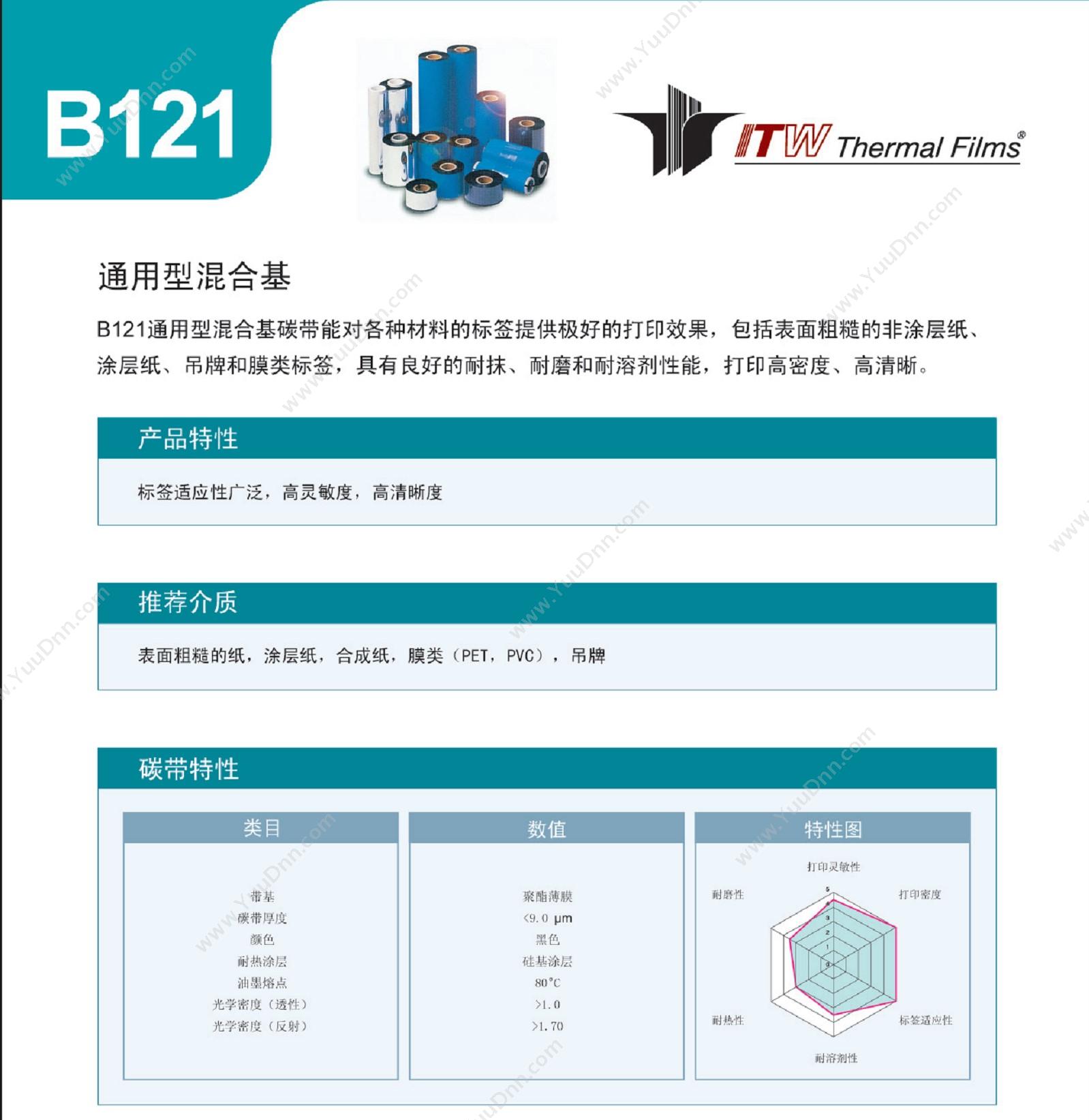依工 ITW B121 通用型混合基 110mm*300m 碳带