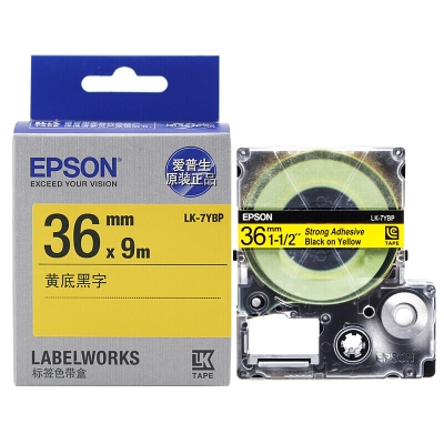 爱普生 Epson LK-7YBP  36mm黑字/黄底9米 爱普生碳带
