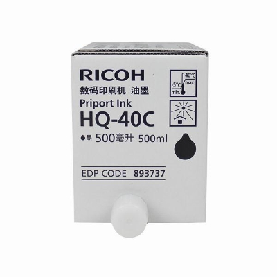 理光 Ricoh HQ-40C（EDP：893737） 500cc/瓶（黑）（适用 JP4510P/DX4542C/DX4542CP/DX4543C/DX4543CP/DX4443C/DX4443CP/DX4446/4446CP/DX4545CP/4544C/4544CP） 油墨