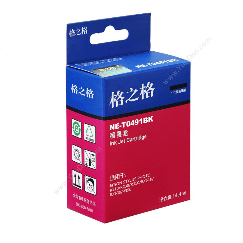 格之格 G&G NE-T0491BK  14.4mL（黑）（适用 Epson STYLUS PHOTO R210/R230/R310/RX510/RX630/R350） 兼容墨粉/墨粉盒