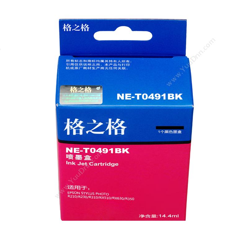 格之格 G&G NE-T0491BK  14.4mL（黑）（适用 Epson STYLUS PHOTO R210/R230/R310/RX510/RX630/R350） 兼容墨粉/墨粉盒