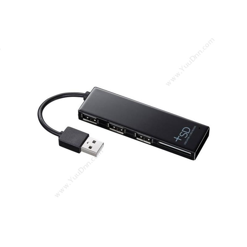 山业 SanwaUSB-HCS307BK 带SD口的高速USB2.0 （黑）集线器