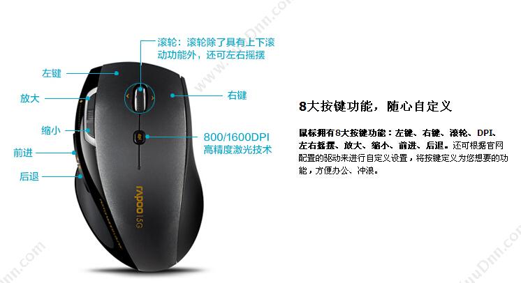 雷柏 Rapoo 8900P（黑） 无线键鼠套装