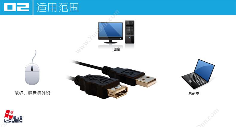 酷比客 L-Cubic LCCPUSBAMAF-5M USB 延长线公对母 5M （黑） USB 延长 其它线材