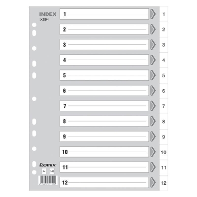 齐心 Comix IX894 易分类年度索引纸 A4 灰色 25只/盒，4盒/件 分类页