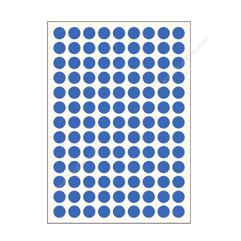 裕睿宝 YuLabel 裕睿宝 MCS012 超级贴（自粘性标签） 直径9mm （蓝） 圆型;117个/张，10张/本 手写标签