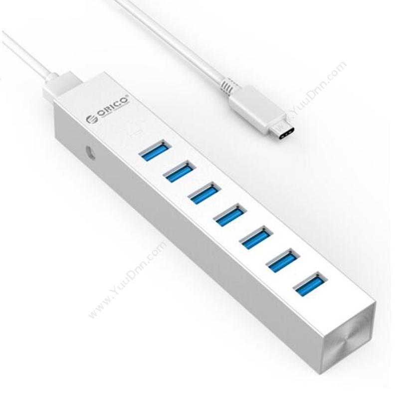 奥睿科 Orico ASH7-U3-SV 全铝HUB USB3.0*7 5V2A 50/100cm 亚光银色 集线器