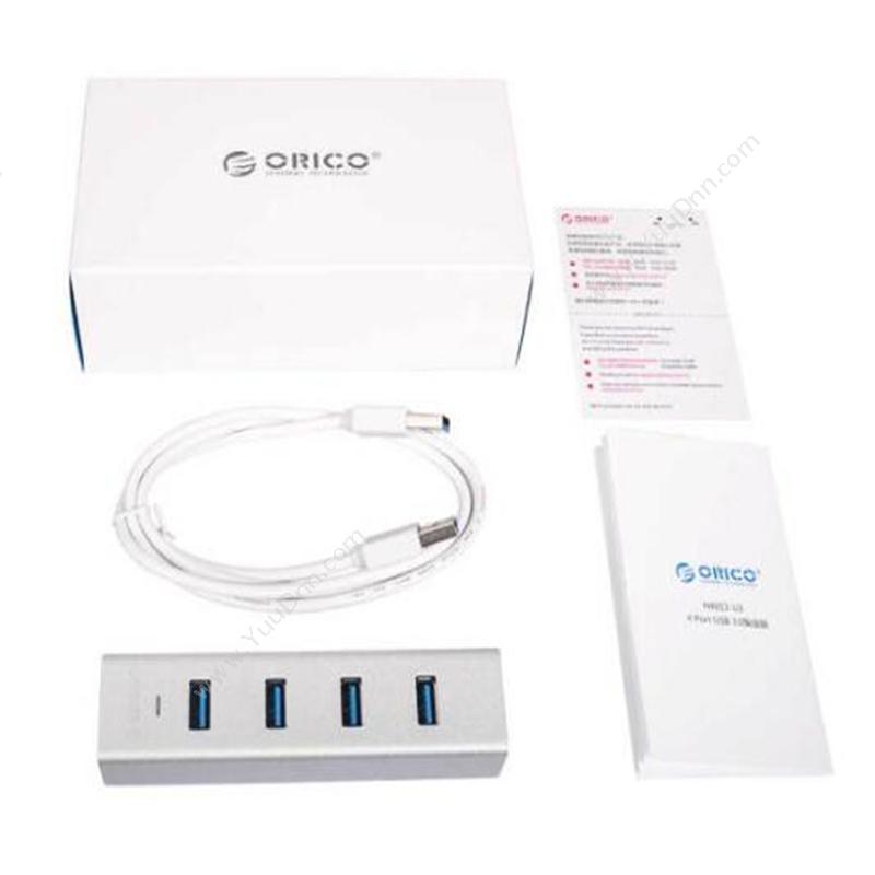 奥睿科 Orico H4013-U3-03-SV 全铝HUB USB3.0*4 30CM 亚光银色 集线器