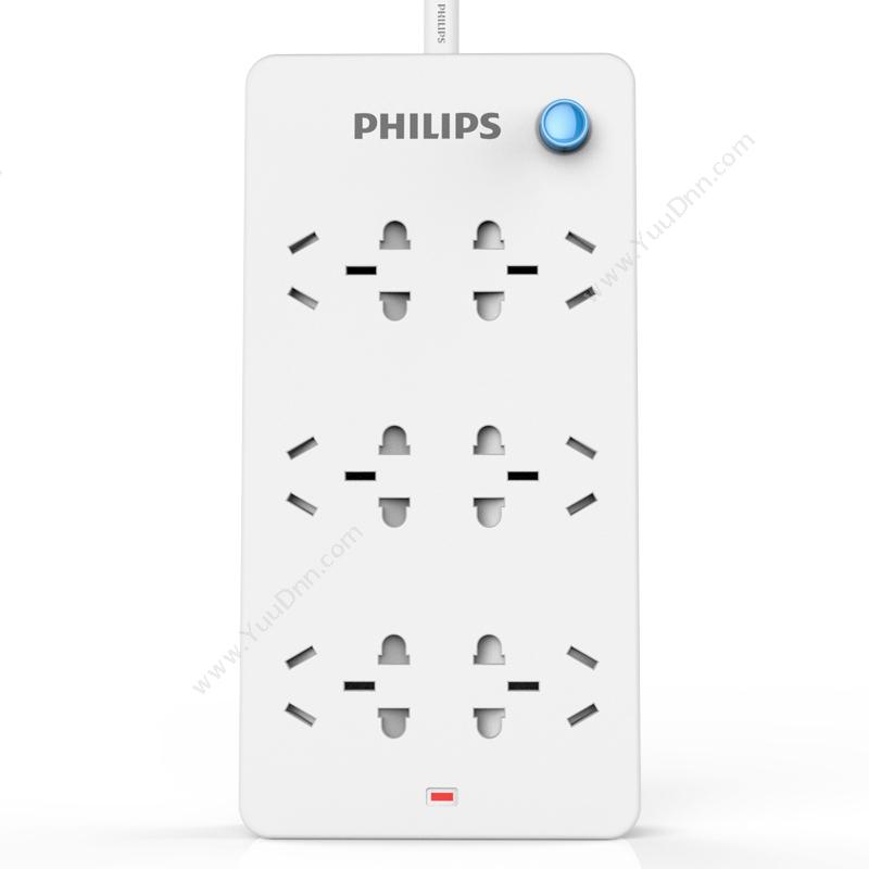 飞利浦 PhilipsSPS6050B/93 单控六联插座 5米 （白） 20个/箱插座
