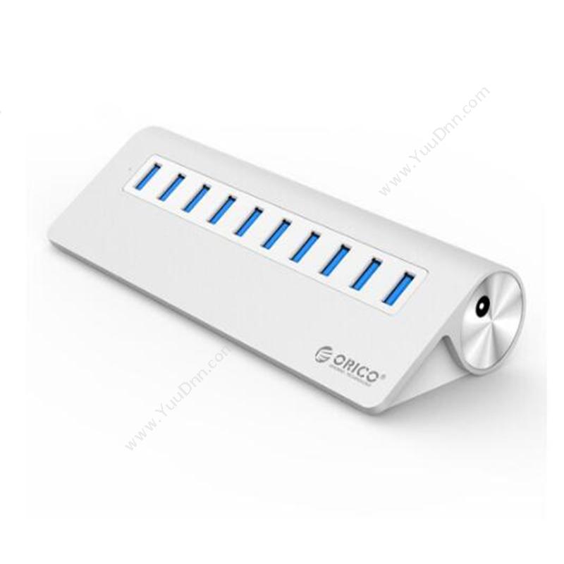 奥睿科 Orico M3H10-V1-SV 全铝HUB USB3.0*10 12V3A 100CM 亚光银色 集线器
