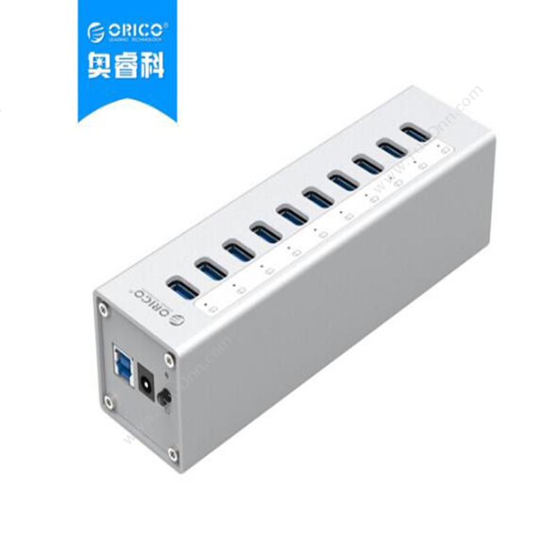 奥睿科 OricoA3H10-V1-SV 全铝HUB USB3.0*10 12V3A  100CM 亚光银色集线器