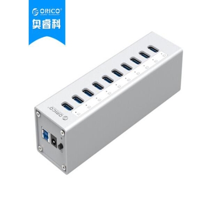 奥睿科 Orico A3H10-V1-SV 全铝HUB USB3.0*10 12V3A  100CM 亚光银色 集线器