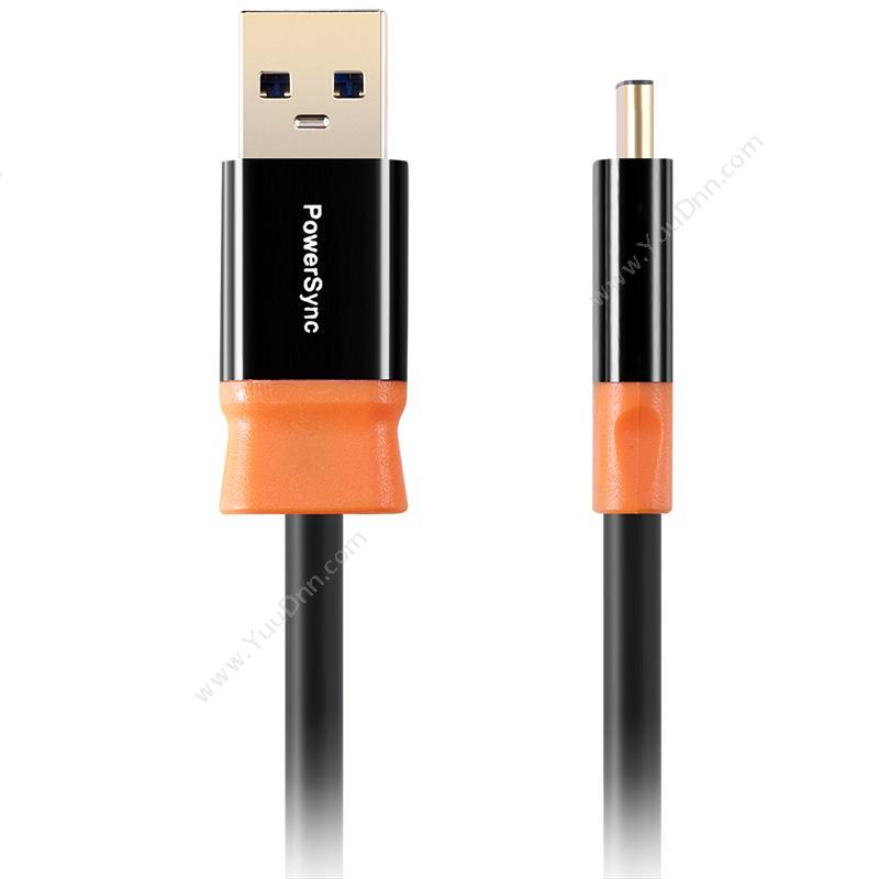 包尔星克 PowersyncCUBCKCR0015A USB3.0 TYPE-C充电传输两用数据线 尊爵版1.5米 （黑橙） 1根/盒数据线