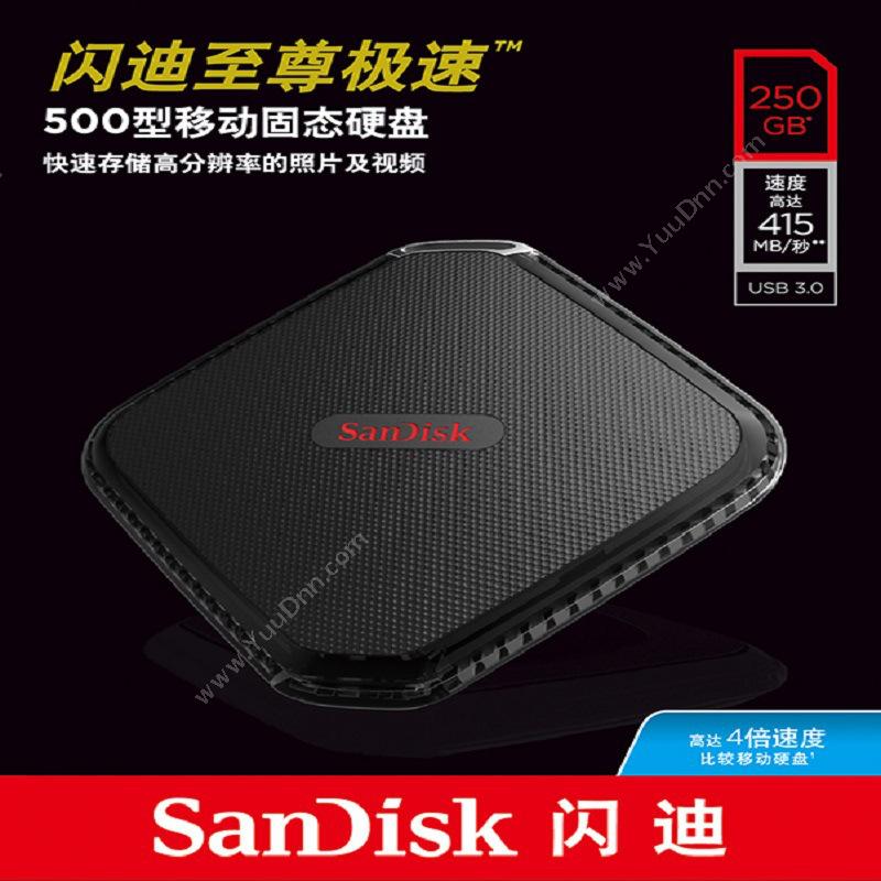 闪迪 Sandisk SDSSDEXT-250G-Z25 至尊极速 500型移动 250GB 读415MB/秒 写365MB/秒（黑） 固态硬盘