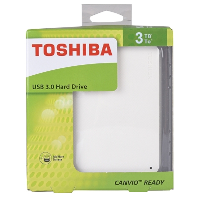 东芝 Toshiba HDTP230YW3CA CANVIO READY B2系列 2.5英寸 USB3.0  3T（白） 移动硬盘