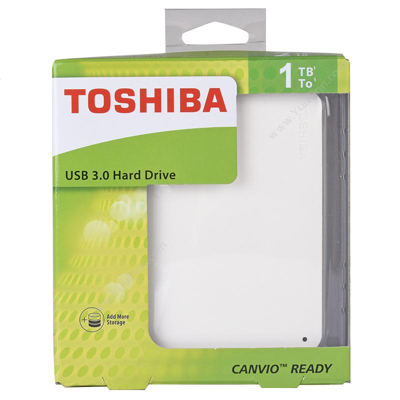 东芝 ToshibaHDTP210YW3AA CANVIO READY B2系列 2.5英寸 USB3.0  1T（白）移动硬盘