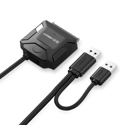 绿联 Ugreen 20202  USB3.0转SATA5/3.5英寸硬盘转接数据线2.0易驱线 黑色 转换器