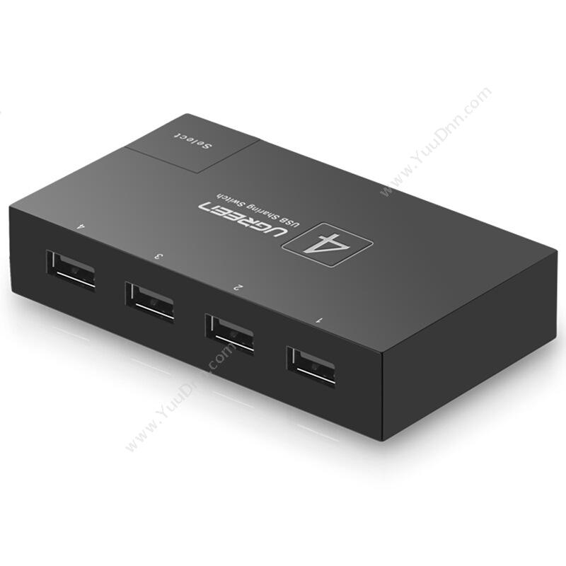 绿联 Ugreen 30346 四进一出USB打印机共享器 4口USB切换器  黑色 转换器