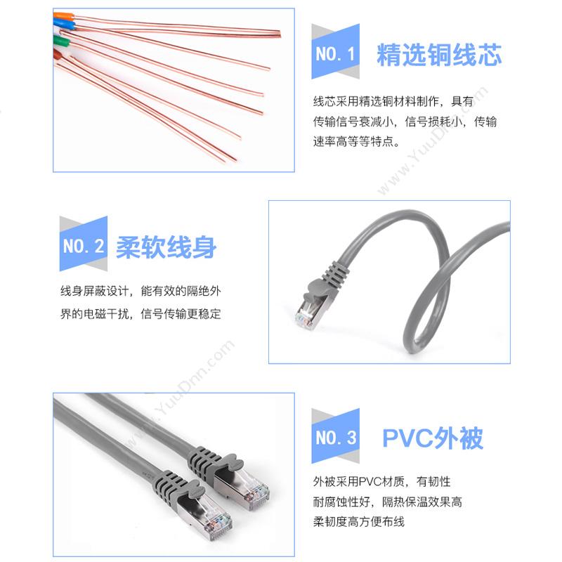 秋叶原 Qiuyeyuan QS5052AT5 超五类带屏蔽纯铜成品高速电脑 5米 （灰） 超五类