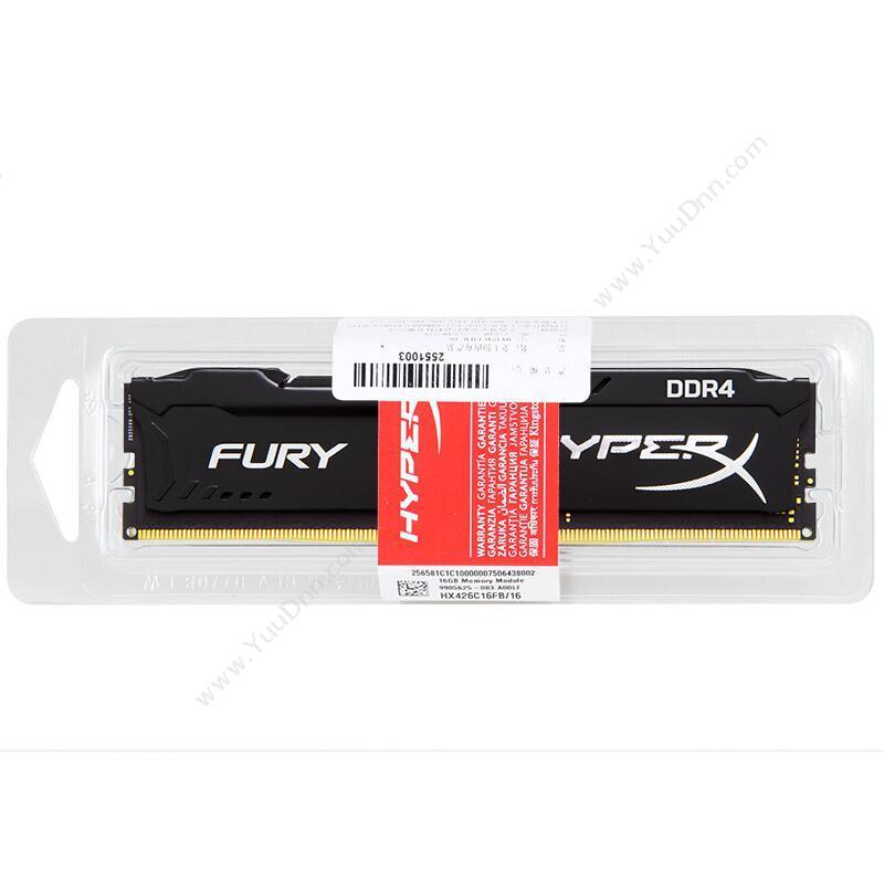 金士顿 Kingston 骇客神条 Fury雷电系列 16GB DDR4 2666（黑） 台式机内存