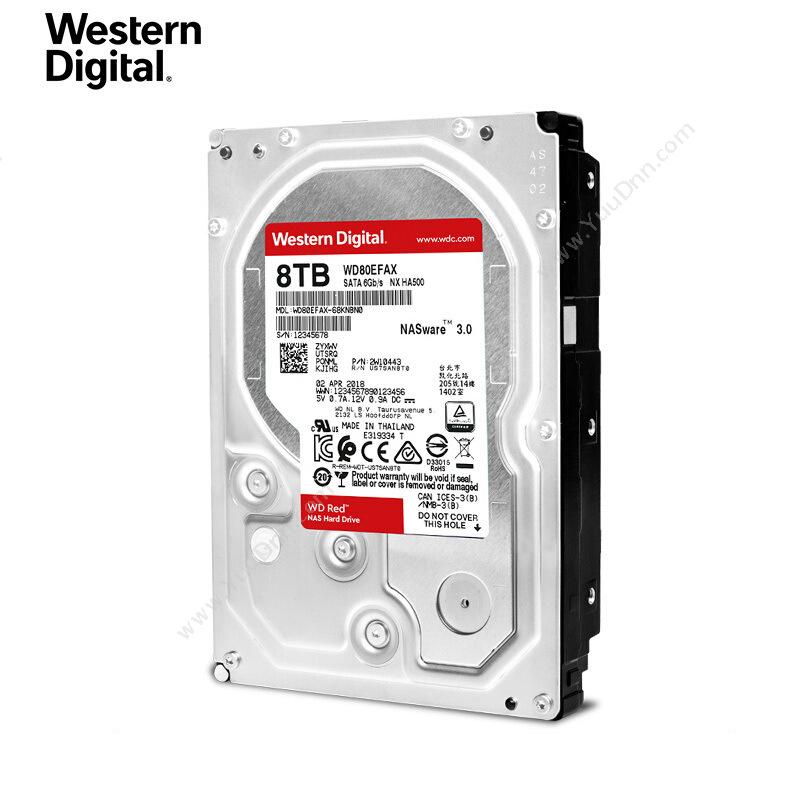 西部数据 WDWD80EFAX （红盘）8TB SATA6Gb/s 256M 网络储存(NAS）硬盘 8TB（红）硬盘