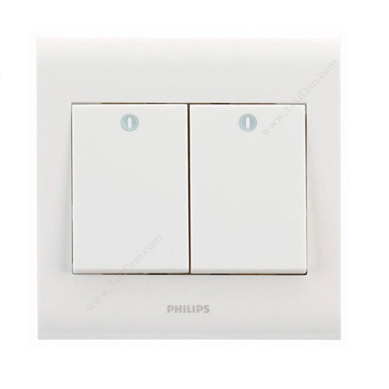 飞利浦 Philips P5 两位双控面板 12只/盒 （白） 面板开关