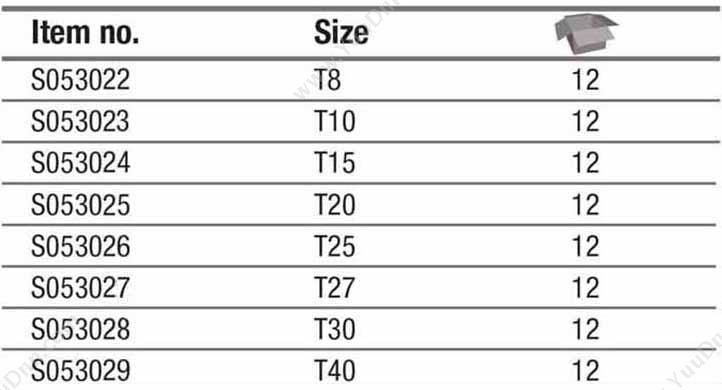 钢盾 Sheffield S053022 5件套6.3mm系列25花型旋具头T8 长花型旋具头