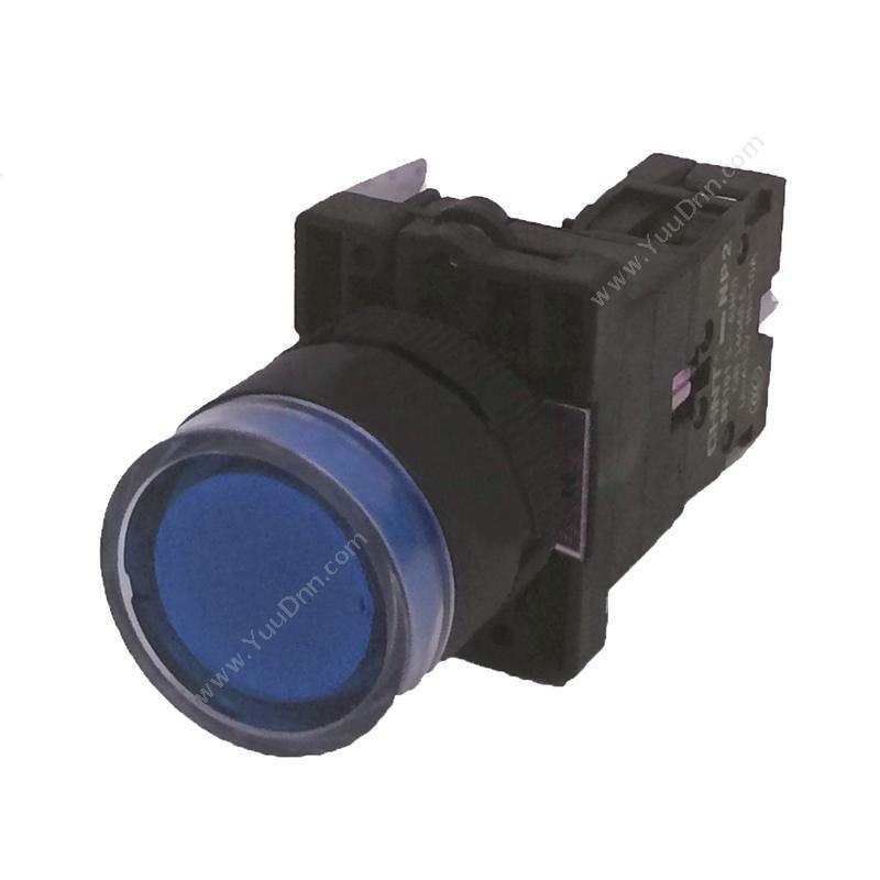 正泰 CHINTNP2-EW3665 24V LED 蓝色平带灯 1常开1常闭平头按钮带灯
