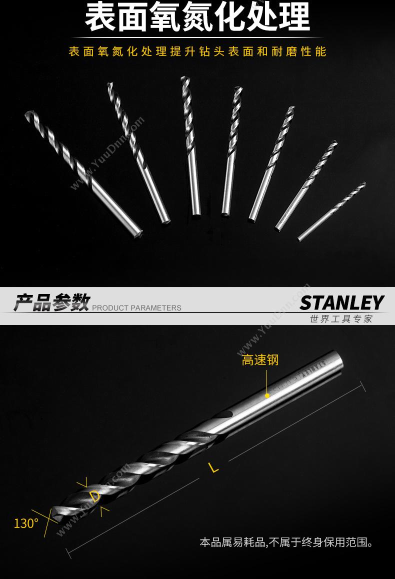 史丹利 Stanley 95-222-23 HSS高速钢头(x5)  5支/盒 麻花钻