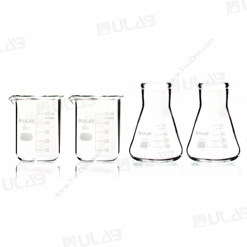 友乐博 Ulab UBG1006 低型玻璃烧杯和宽口三角烧瓶套装 50ml  4只/套 24套/箱 烧器/皿管