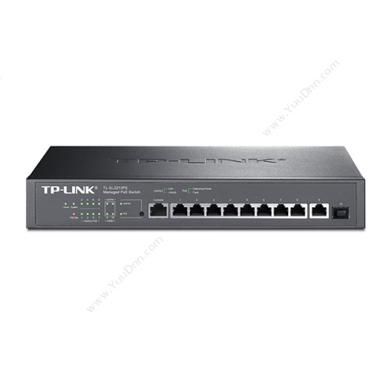 普联 TP-Link TL-SL3210PE 8口供电百兆+千兆上联二层网管POE交换机 百兆网络交换机