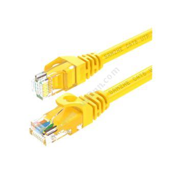 山泽 SamZheYEL-6005 六类非屏蔽网络跳线CAT6网线（黄） 0.5米六类网络跳线