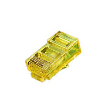安讯仕 AXS8P8C 超五类RJ45非屏蔽网络水晶头(一体式)3U（黄） 100个/盒水晶头