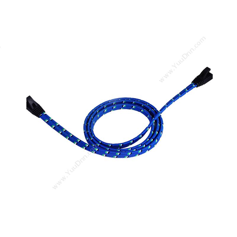 安普康 AmpCom 超六类涤纶丝CAT6A扁平跳线（蓝） 1米 ABW601BU 超六类网线