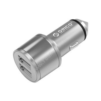 奥睿科 Orico智能车载充电器插座 2口USB充电 金属安全锤 银色 UCI-2U硬盘盒/柜