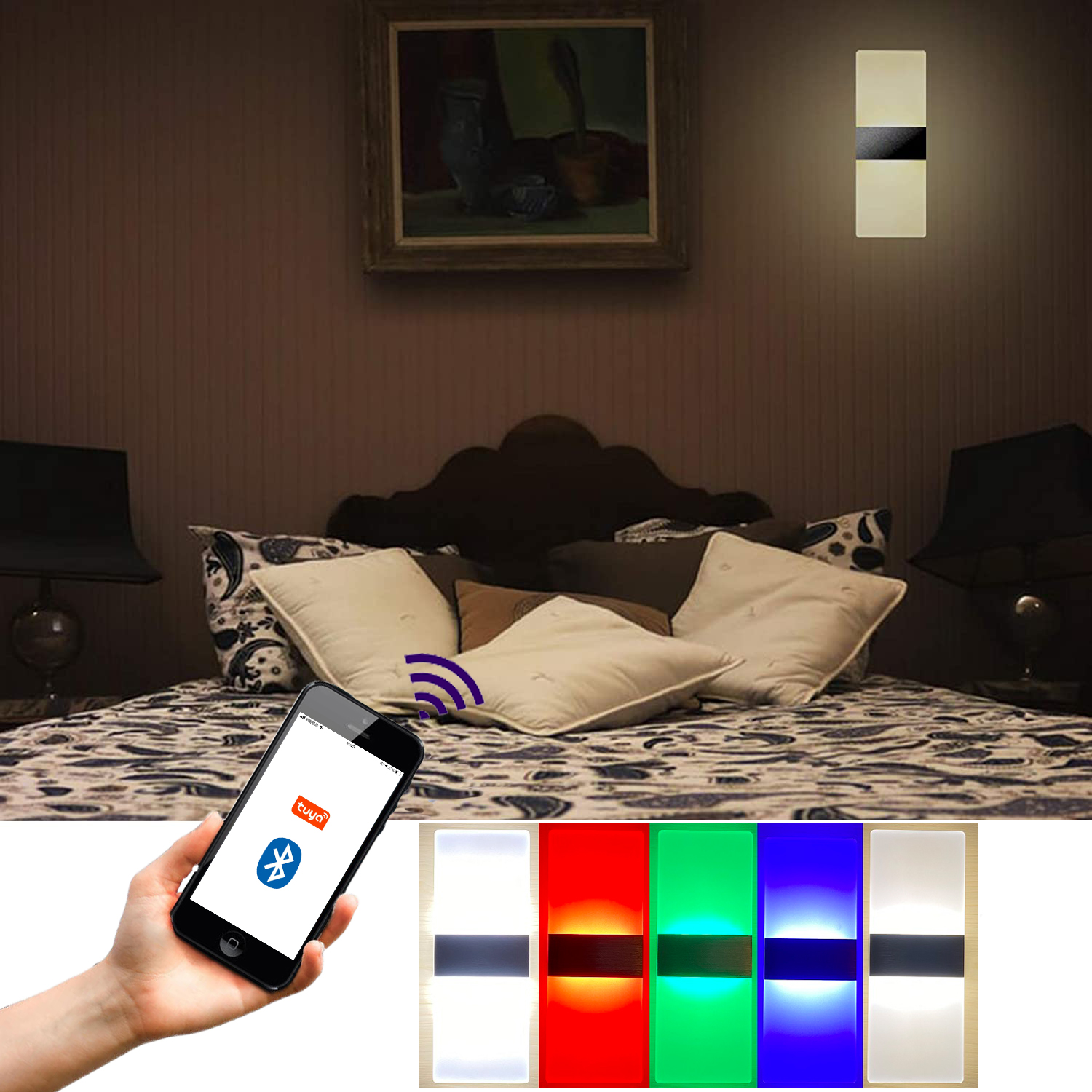 物果 LED智能壁灯智能蓝牙亚克力壁灯RGBCW5色床头灯 壁灯